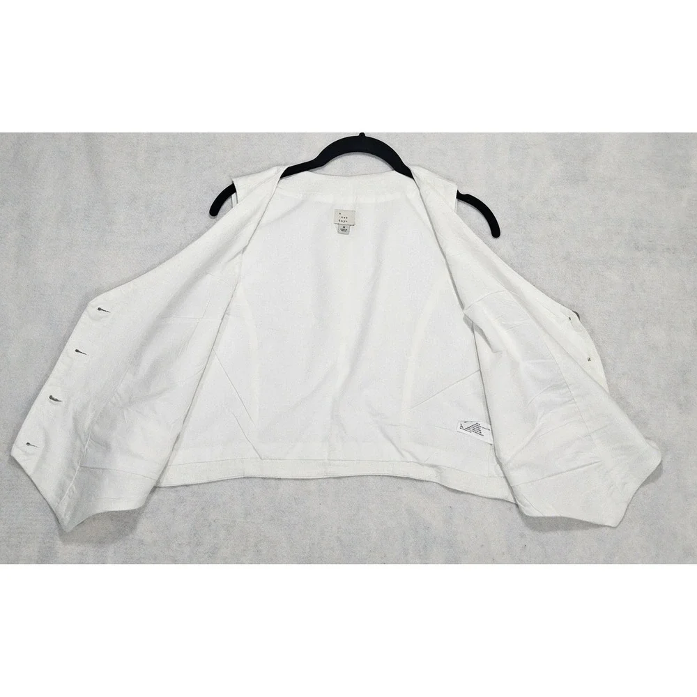 A New Day Linen Vest Women M 10 Edwardian Light Academia Collegecore White Top - Picture 5 of 7